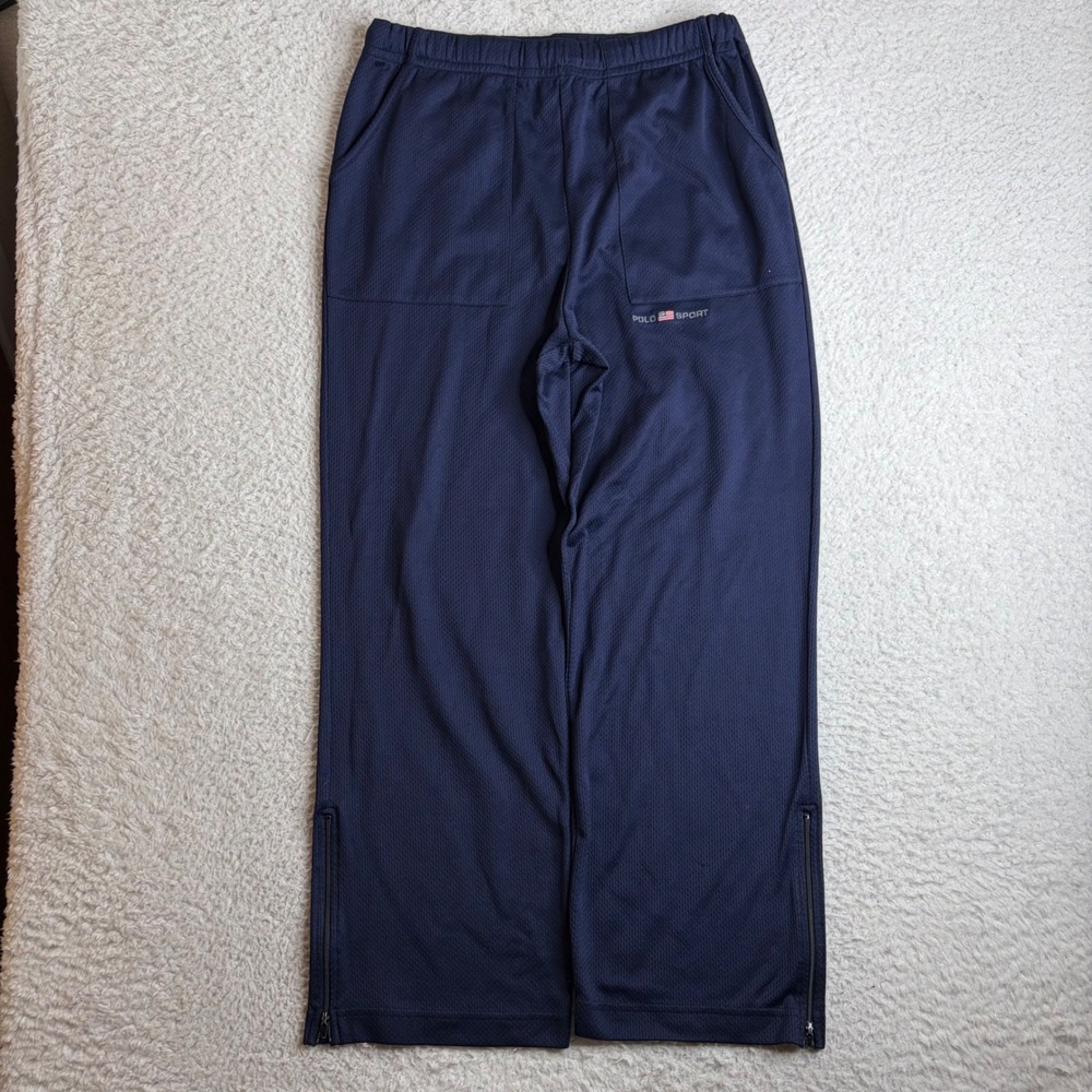 Polo Sport Ralph Lauren Navy Blue Mesh Track Pants Mens M Baggy Wide Leg